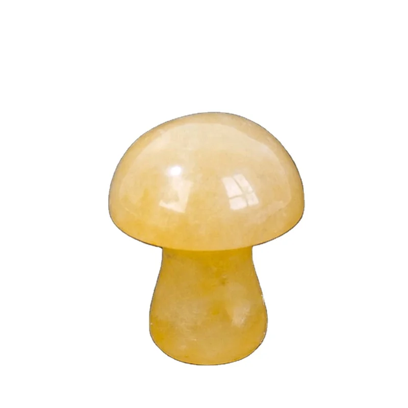 Wholesale Healing Natural Chrysolite Crystal Handmade Little Mushroom Ornament Carved Crystal For Decor