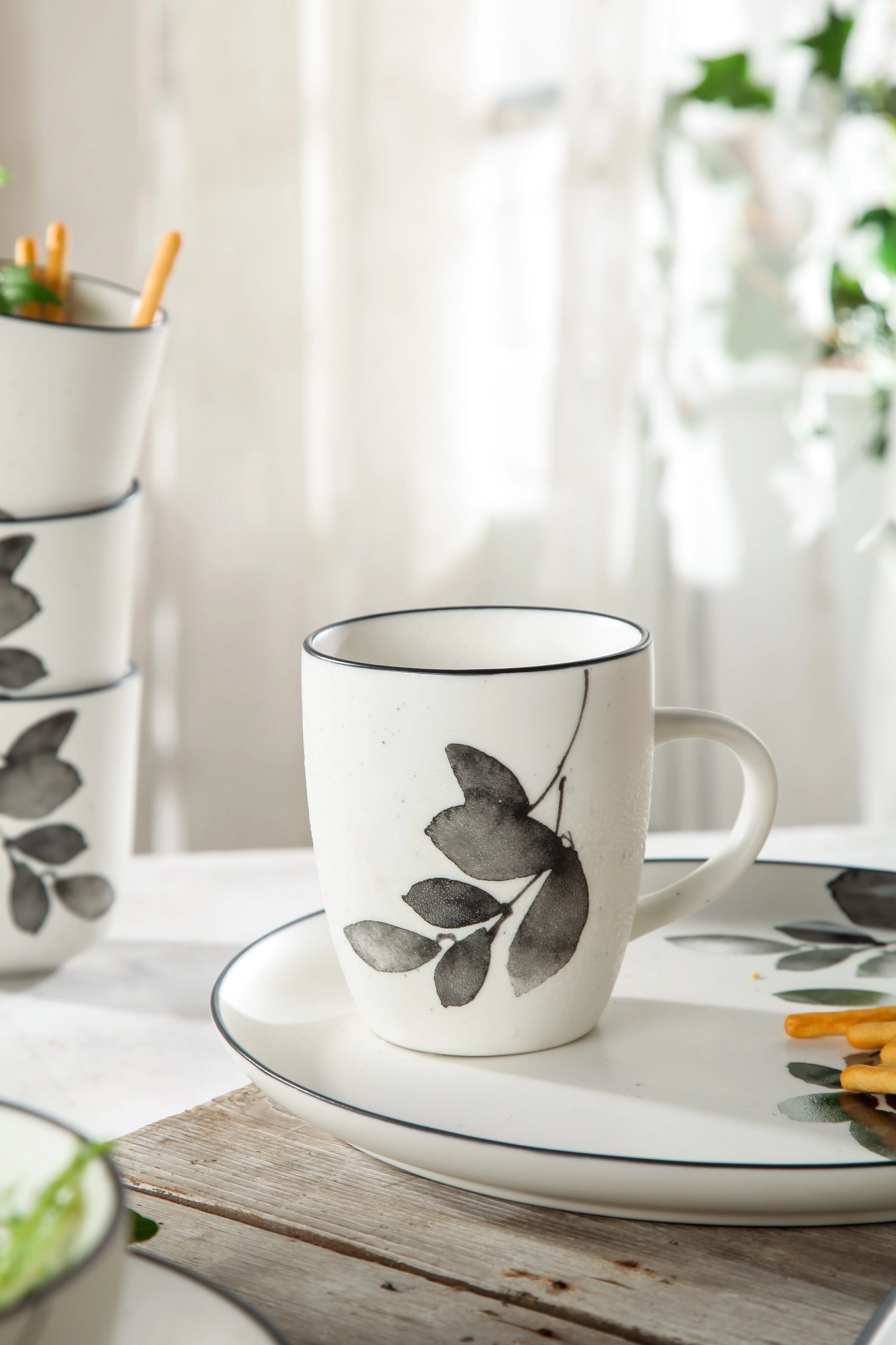 China porcelain wholesale table ware dinner set dinner plate ceramic  leaves table tea set