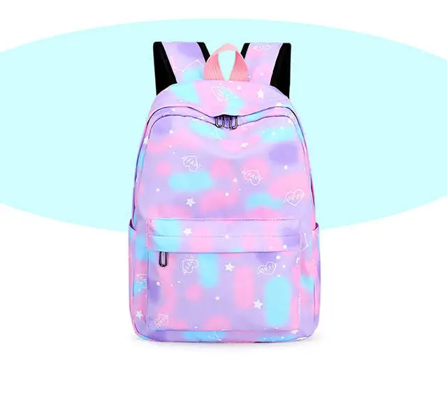 New 2023 Wholesale 3in1 Rainbow Colored School Bags Backpack Girls Bookbags Casual School Bags Waterproof OEM Logo 3 Pcs bag