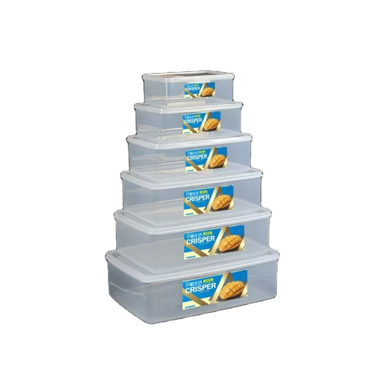 
Rectangular plastic kitchen food storage container set 