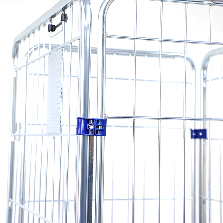 Складная металлическая сетчатая тележка с колесиками для хранения промышленным логистическим складом