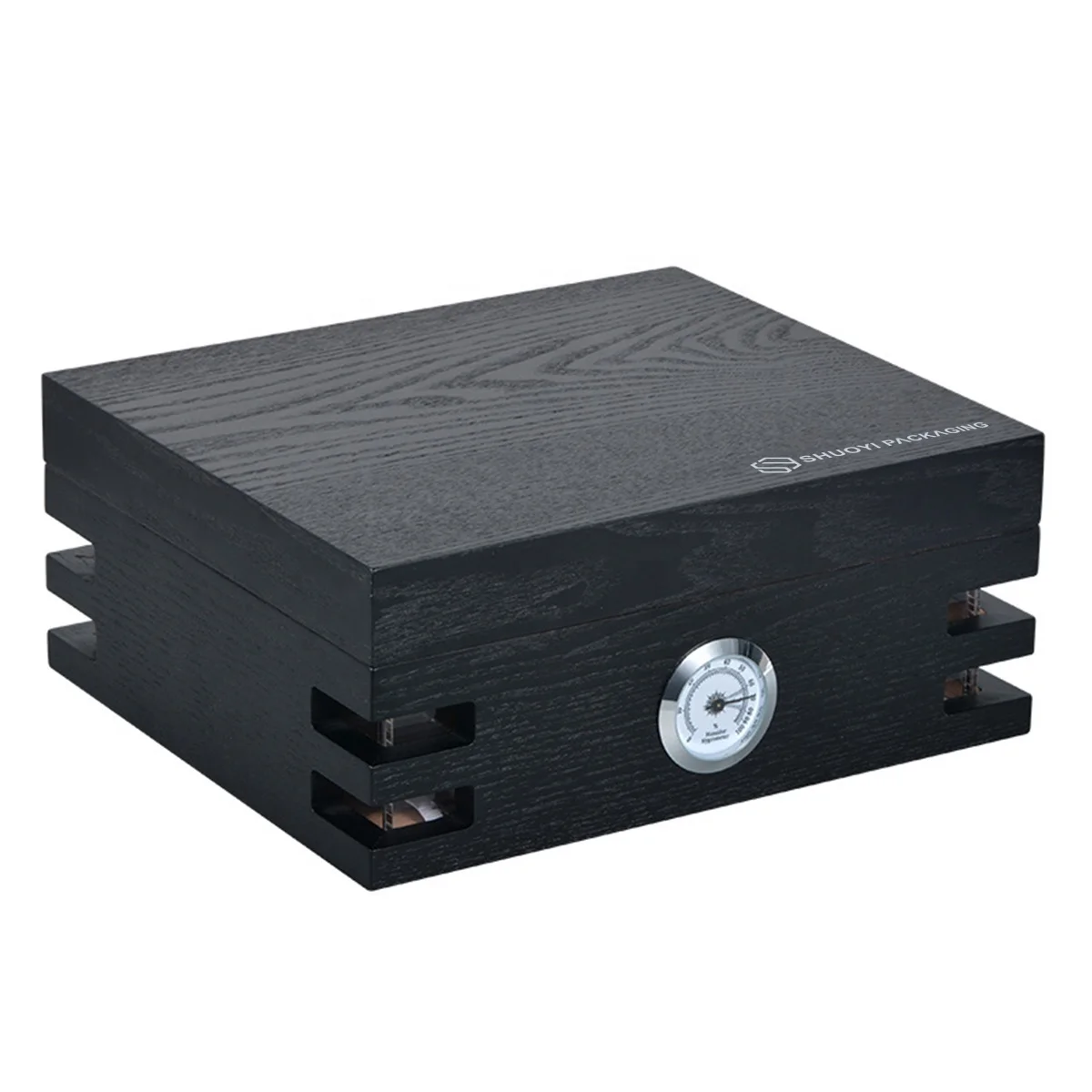 black lacquered wood cigarette case spanish cedar cigar box humidor custom