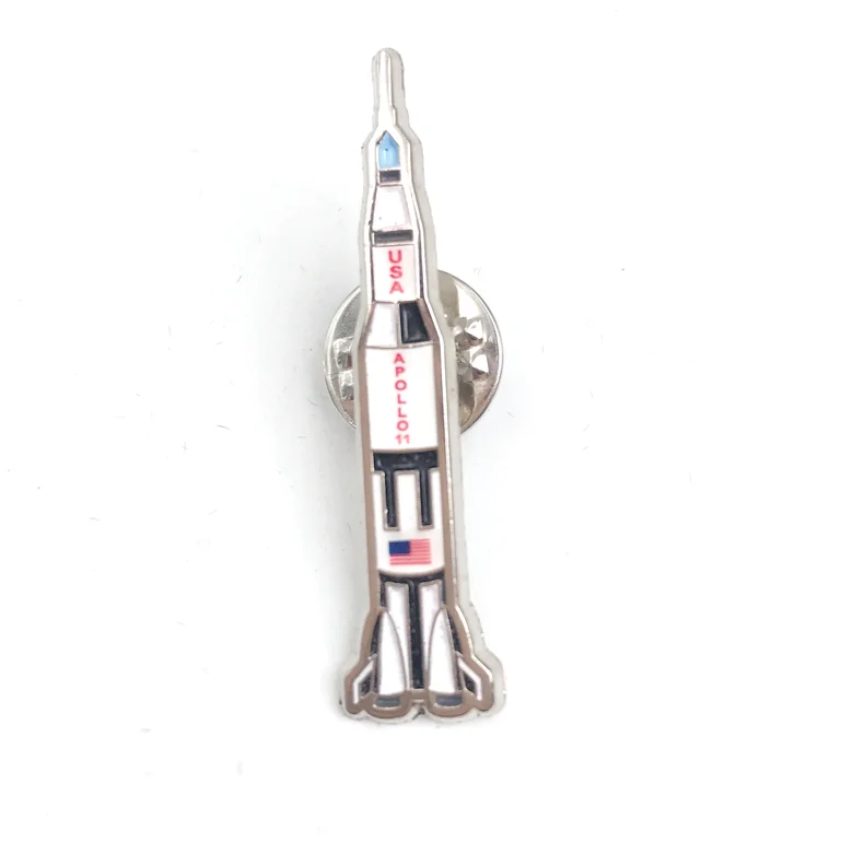 
China manufacturer custom nasa rocket nickel plated metal soft enamel lapel pin army 