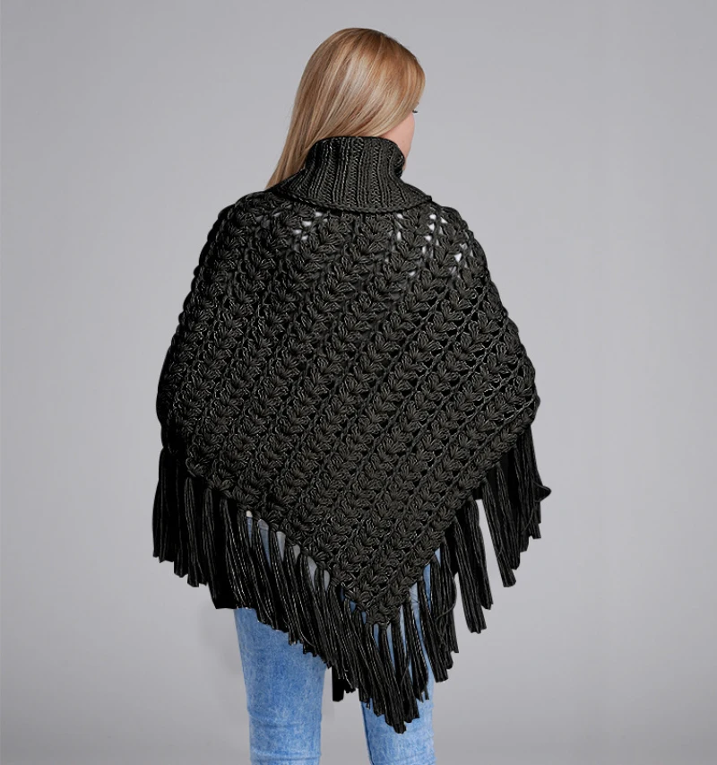 Handmade knitted Poncho Shawl Scarf Spring Autumn Winter Crochet hook sweater Shawls for women