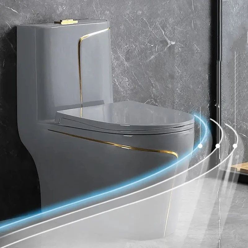 Luxury One Piece Bathroom Ceramic Wc Water Closet Porcelain Gold Black Colored Toilets Bowl