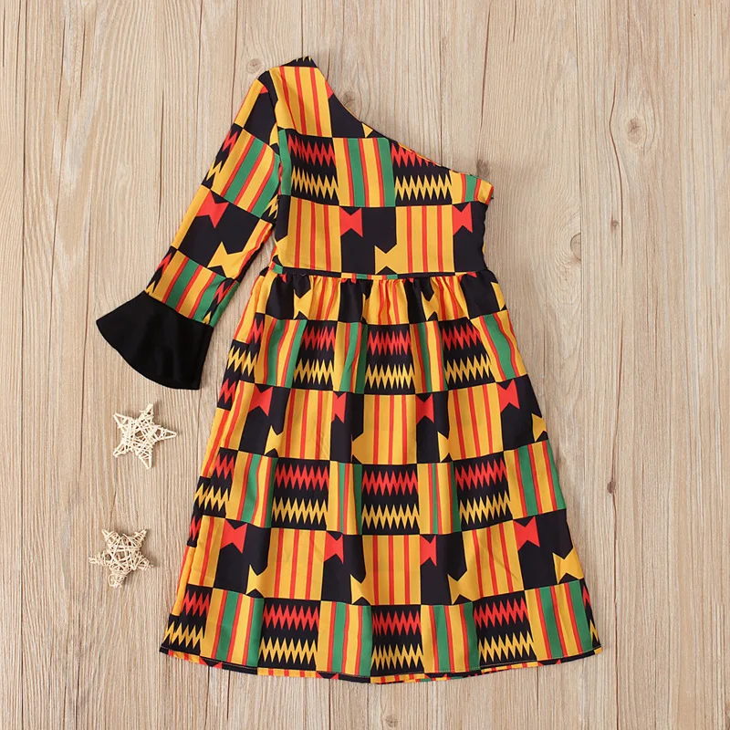 European and American cute baby children girls african bohemian style off-the-shoulder skirt kids clothing dress