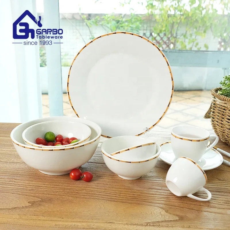 Garbo factory custom logo 4/4.5/8 inch plain white round porcelain dinner soup bowls ceramic rice bowl for dinning