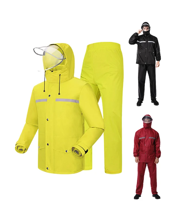 100% полиэстер ПВХ водонепроницаемый дождевик со штанами комбинезон с капюшоном дождевик черный дождевик оптовая продажа для рыбалки оборудование для гольфа