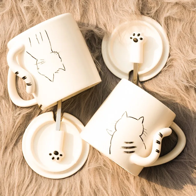 Manufacturer Custom Mug Personality Trend Ceramic with Lid Cute Creative Home Office Boy and Girl Couple High Quality Cartoon