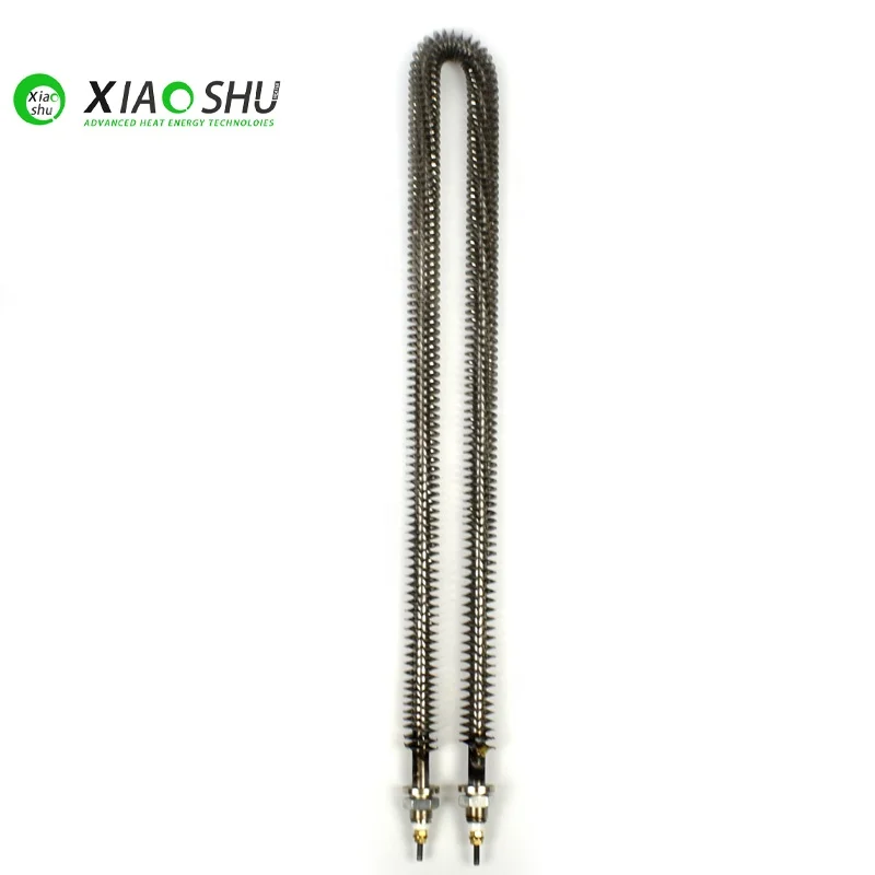 XIAOSHU 230v 500w 1500w 494mm Length Stainless Steel 304 Air Tubular Finned Heater With M14 Screw Connection