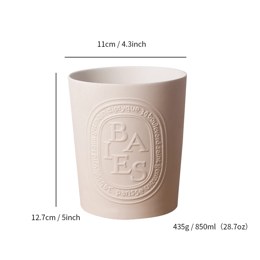 Wholesale Custom Eco Friendly Matte Embossed Logo Candle Vessels Container Large Empty Ceramic Candle Jar For Making Candles