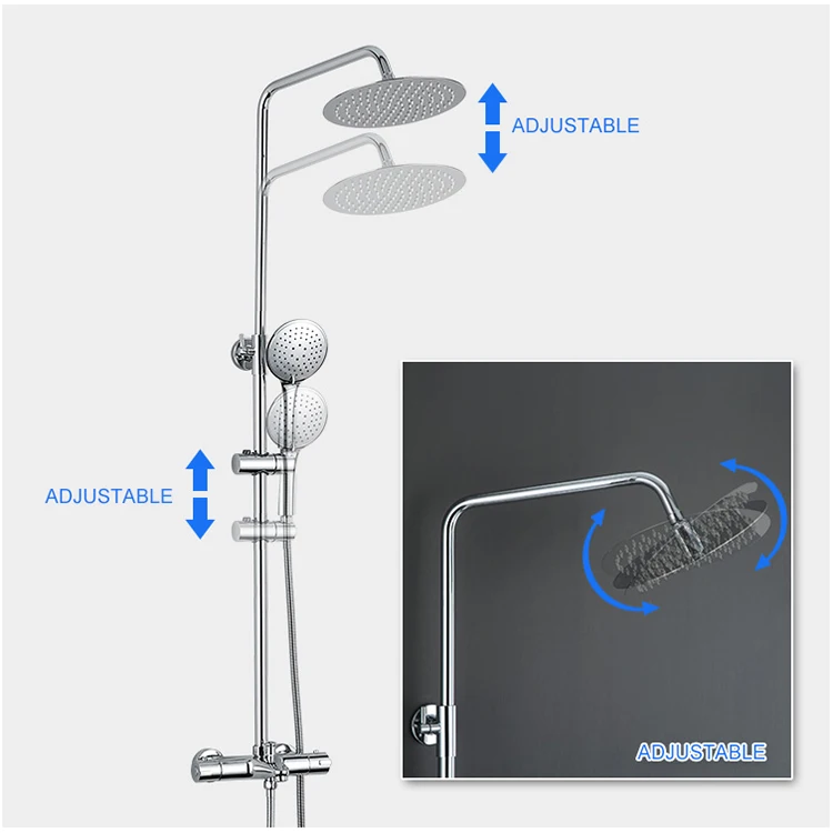 Bathroom Smart Thermostat Brass Body Shower Shower Set 304 Stainless Steel Wall Mounted Bathtub Shower Faucet Set