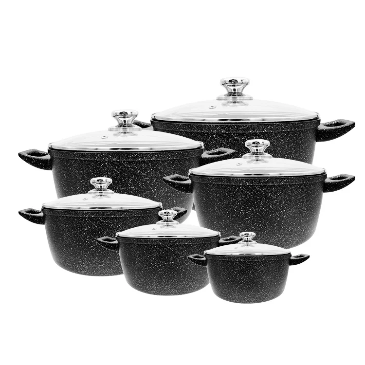 Casseroles antiadhesive noire personnalisee casserole de cuisine marmites-chauff ensemble de marmite