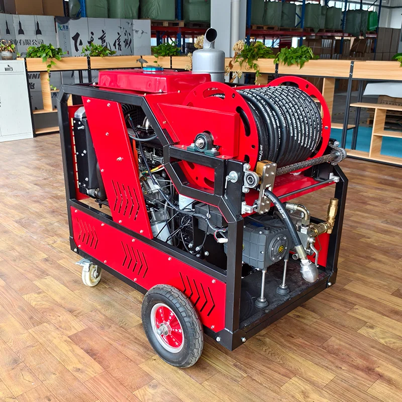 LC 130bar 100lpm four-cylinder diesel high-pressure pipe dredge machine Municipal high power cleaning sewer pipe
