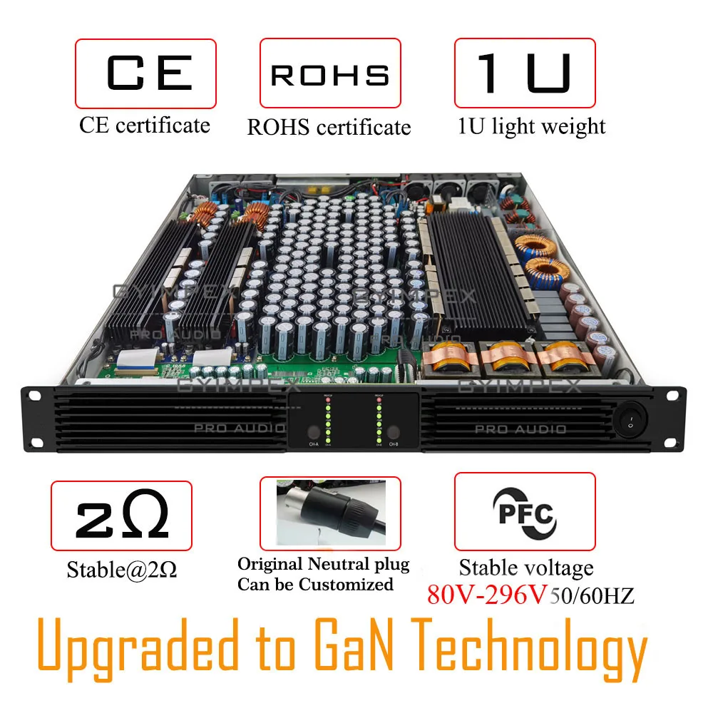 New Technology Gallium Nitride Amplifier 2 Ohms Power Amplifier 2 Channel Class D 4200W Outdoor Power Amplifier for Loudspeaker