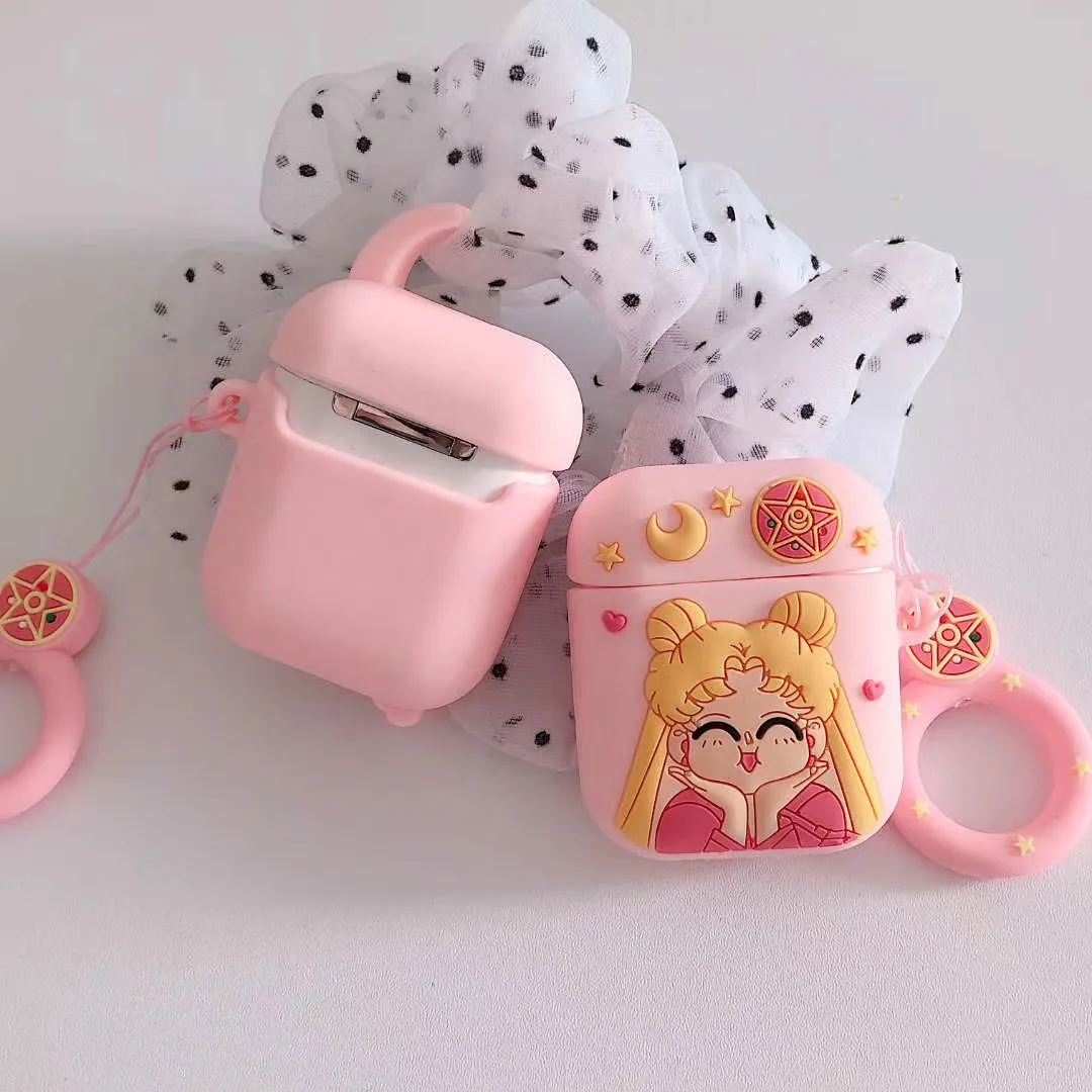 sailor moon beatiful girl cartoon high quality silicone earphone case for i9s/i10/i11/i12/i13/i17/i23/i25/i27/i100