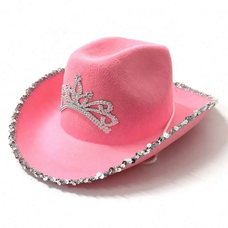 HANDCOW-260 Light Up Country Western Pink Cowgirl Hat Party Cowboy