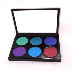 Custom 6 Color Shimmer Make Up Creamy Eye Shadow Purple Blue Green Pressed Eyeshadow Palette For Brown Eye