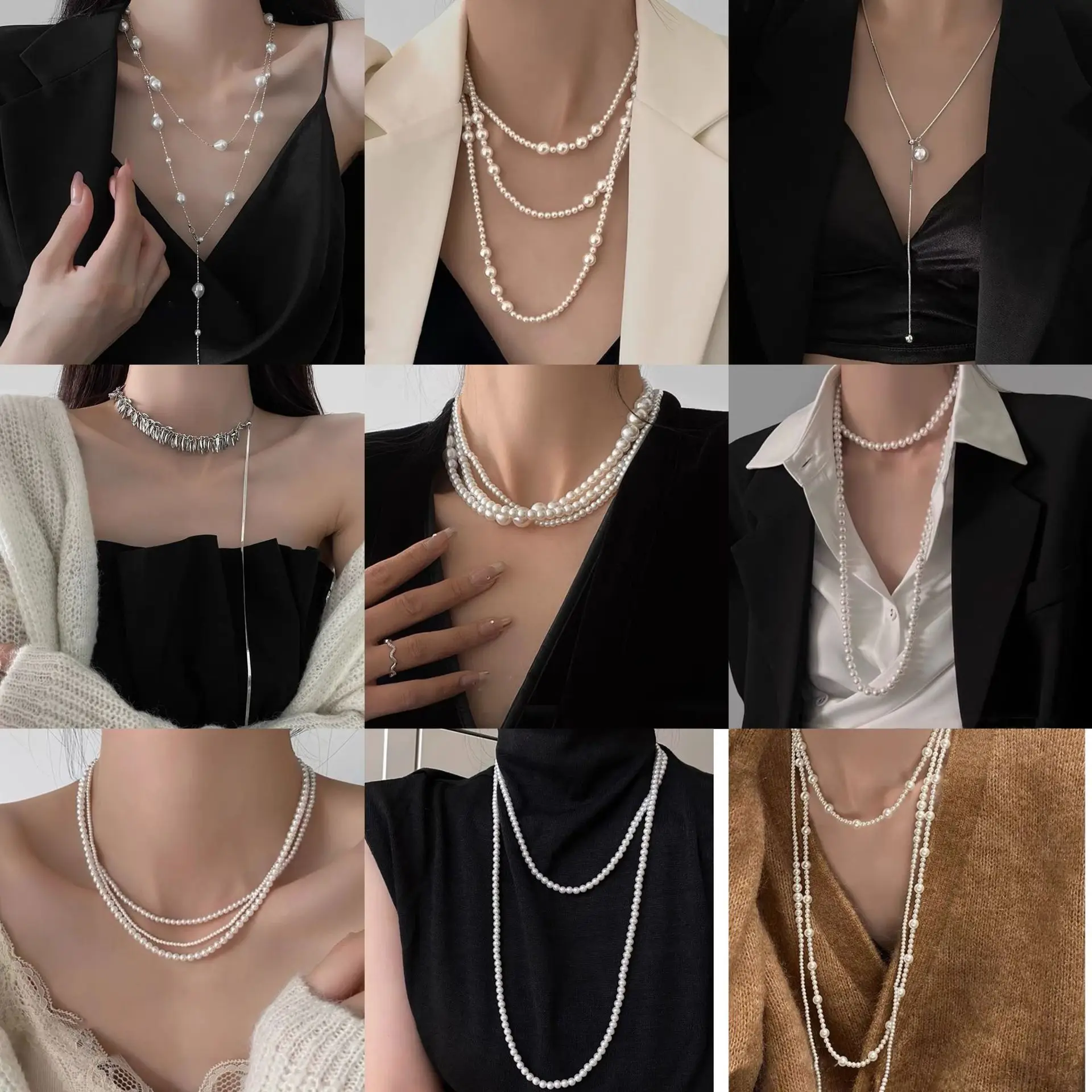 Wholesale Irregular Long Pearl French Luxury Temperament Sweater Chain Niche Simple Senior Bead Peal Necklaces For Female