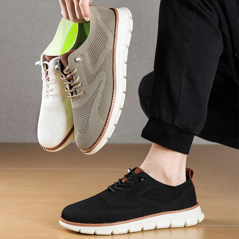 Light weight large size 39-48 fly woven lace-up sneakers breathable sport shoes for men