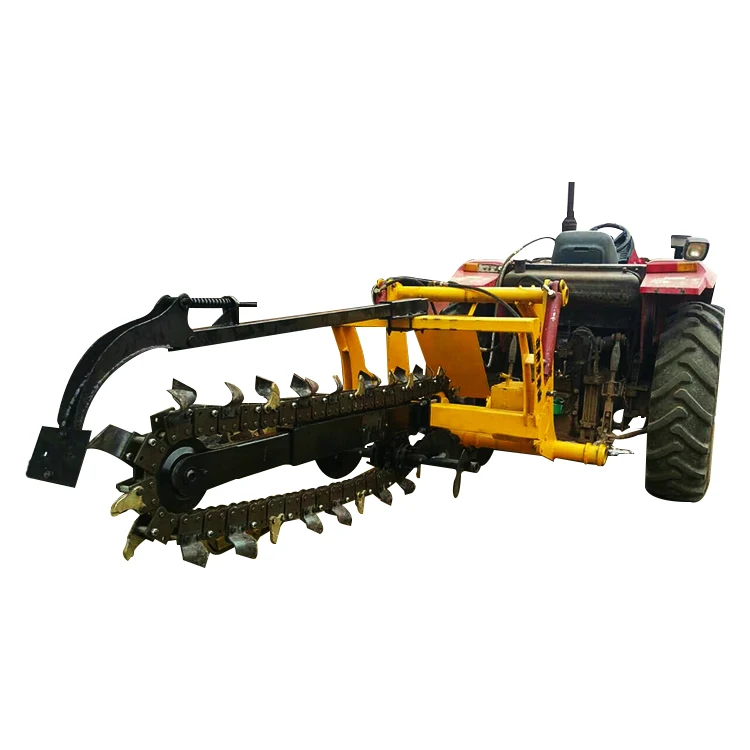 Customized chainsaw trencher machine digger pto ditch trencher cable pipe trencher digger for tractor