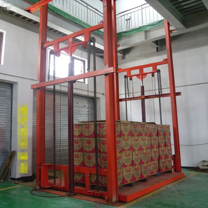 Cheap hydraulic leading-rail cargo lift platform made as requirements