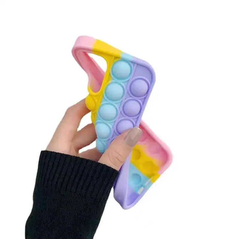 Fidget Toys Push It Bubble Relive Stress Phone Case for Iphone 6 7 8 Plus X XR XS Max 11 12 Pro Max Cute Bear Silicone Cover