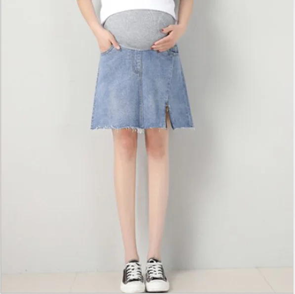 
Wholesale pregnant women denim skirt irregular belly lift bag hip a-line skirt maternity skirt 