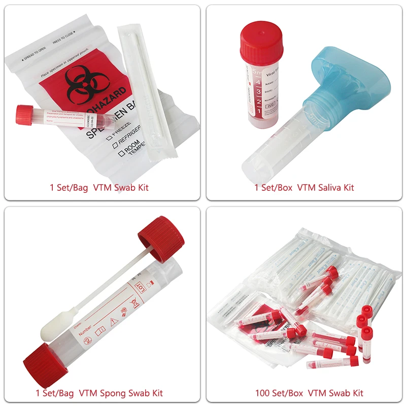 IClean Disposable Medical Saliva Collection Vtm Bag Transport Media Kit Vtm Swab Manufacturer