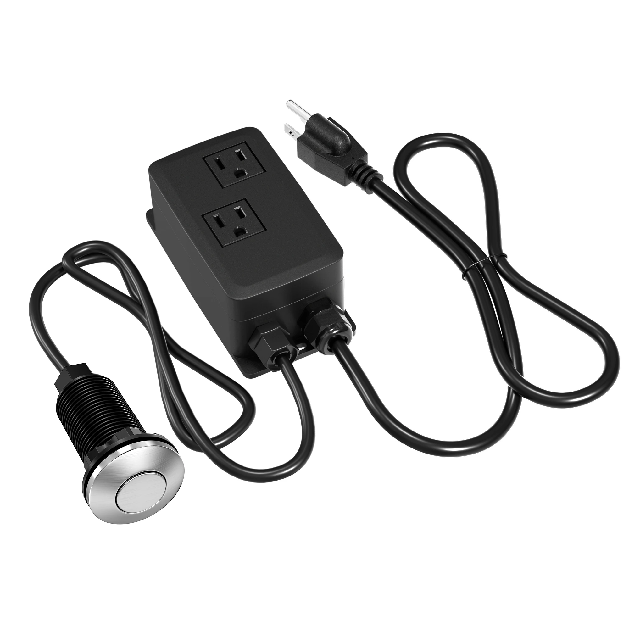 Воздушный выключатель для вывоза мусора с двумя выходами, модуль питания, кнопка для вывоза мусора из нержавеющей стали, комплект для вывоза мусора