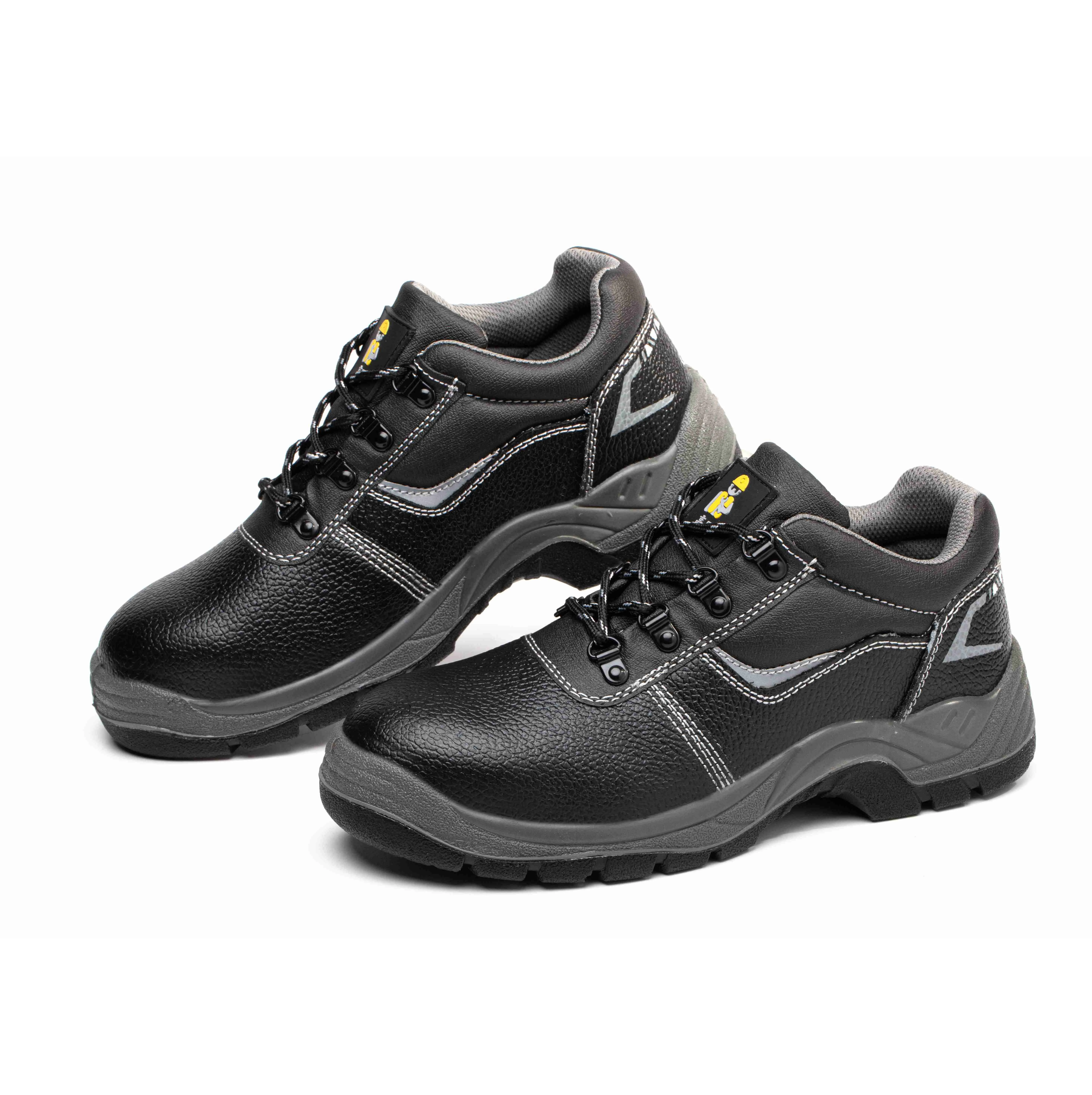 JIANKUN Customizable Reflective Strip Embossed Leather Upper Safety Work Shoes Genuine Leather Anti-Puncture Anti-Slip