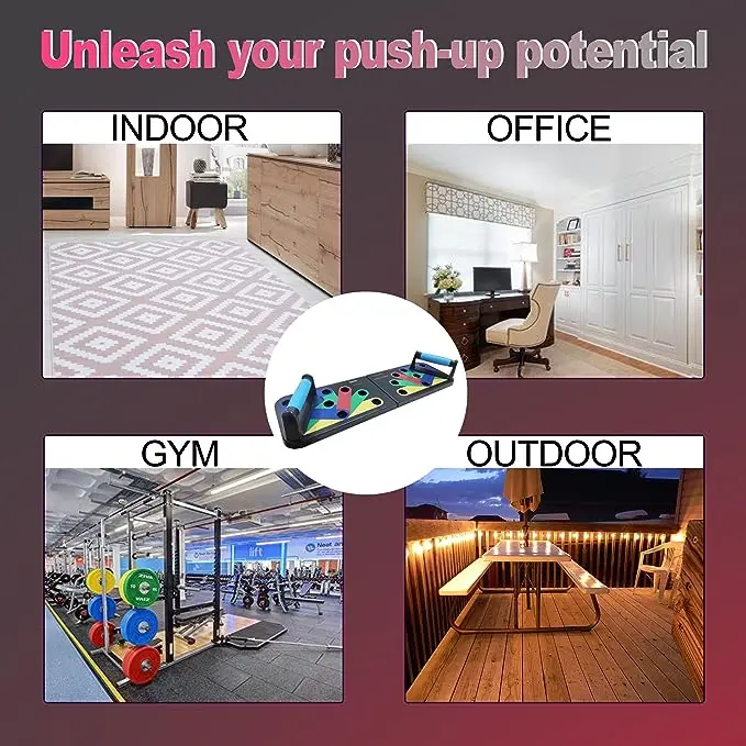 Push Up Board Foldable Push Up Stands for Men & Women, Color-Coded Push Up Board Portable For Fitness  Gym Non-slip Upper Body