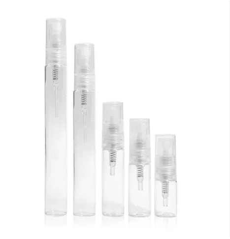 Fancy luxury wholesale round 2ml 3ml 5ml 10ml mini empty transparent spray bottle glass perfume sample