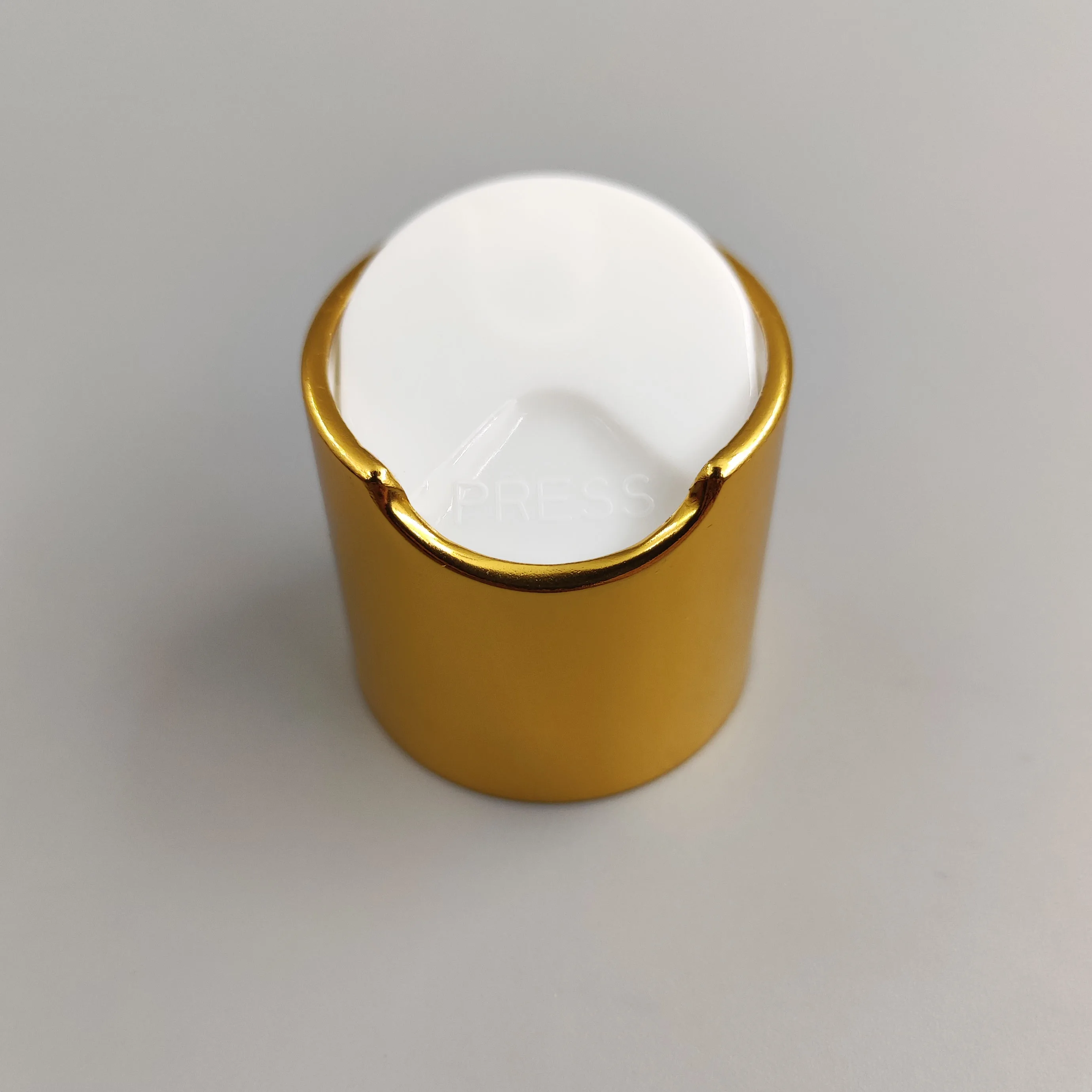 wholesale factory piece  28/410 metal aluminum  gold disc top cap customized for bottles gold matte disc cap