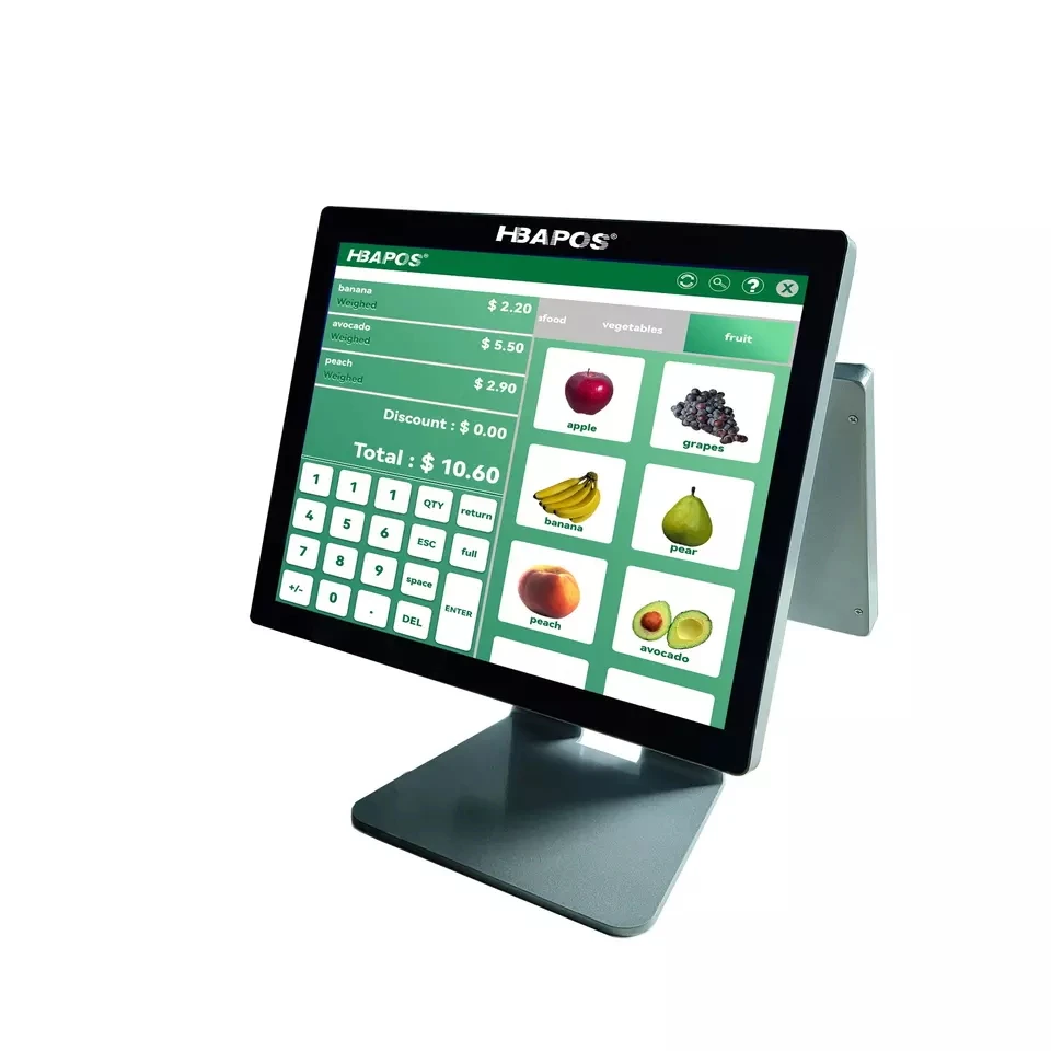 HBAPOS Q2T pos manufacturing companies sales 15 Inch dual screen pos system