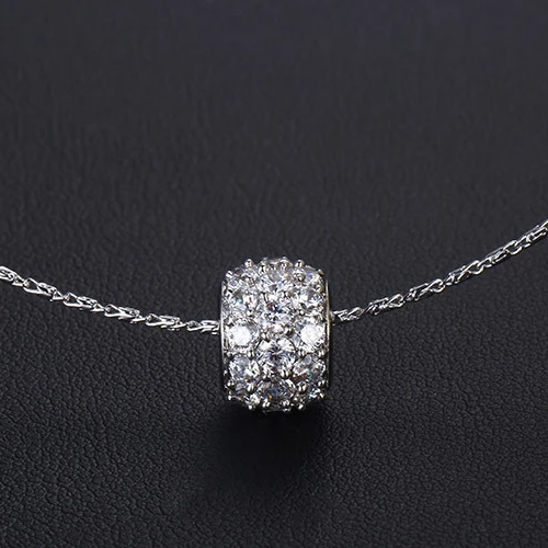 
White Gold Plated Zircon Setting Beads Pendant Versatile Manufacturers Direct Sale Items Japan And Korea Gifts Choice For Women 