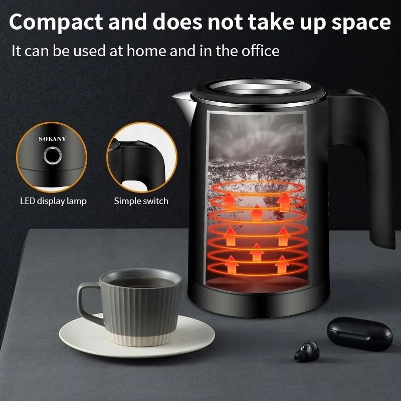 Popular Round Shape Small Electric Teapot Stainless Steel 0.5L Portable Mini Hot Water Boiler Heater for Indoor Travel