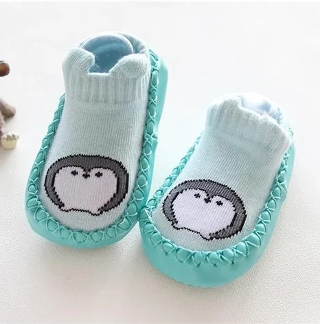 0-2 years old cute cartoon animal soft cotton non-slip floor thick short tube newborn baby shoes socks