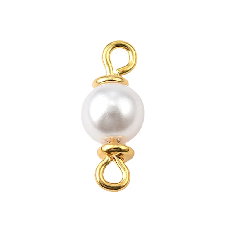 korean fashion earring accessories material wholesale white imitation pearl ball double hanging connector earring accessories