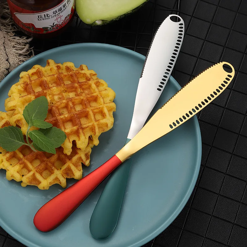 Factory direct hot sale Amazon hot sale stainless steel butter cheese butter knife with hole spatula bread jam cheese knife