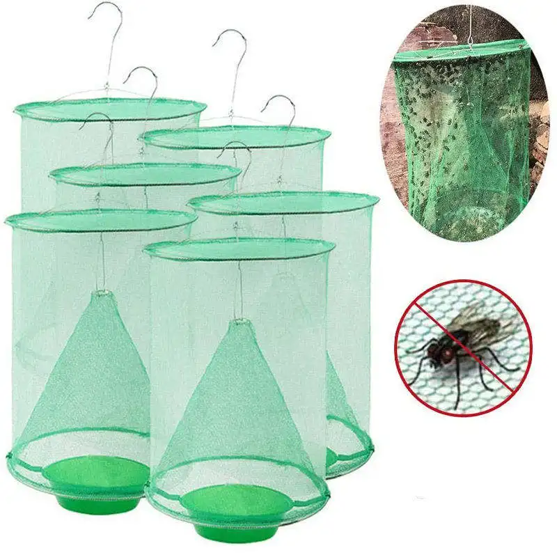 LNDF Durable Green Fly Trap Cage For Outdoor Family Fly Trap Pest Insect Control Hanging FlIES Trap Catcher Bag