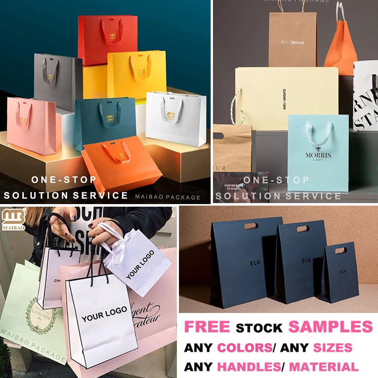 Custom logo printed merchandise retail euro tote cardboard bag luxury a4 small size gift packing paper bag with ribbon handle