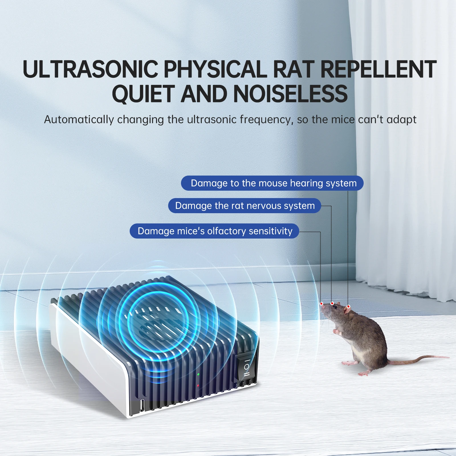 Hot sale newly Portable Rodent Repellent  Natural Pest Repeller with rechargeable battery mice repeller for outdoor use