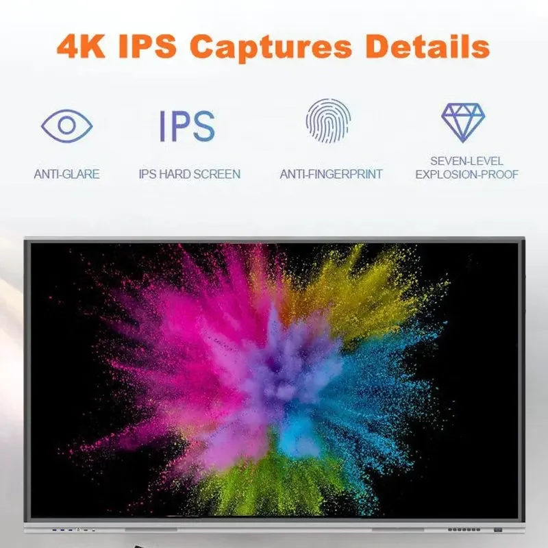 75 86 100 Inch Electronic Display Digital Interactive Glass Writing Board Lcd Smart Board TV Interactive Touch Screen Whiteboard