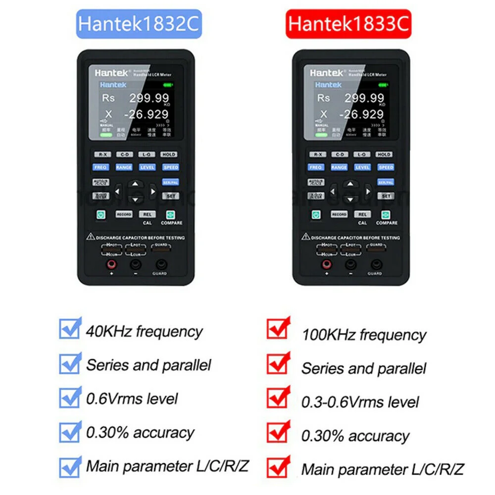 Hantek Digital Handheld Lcr Meter 1833c Portable Digital Bridge Lcr Inductance Capacitance Resistance Tester 100khz