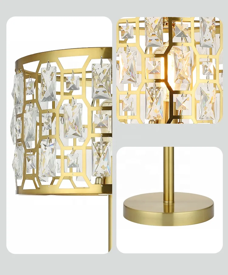 Luxury gold crystal royal style table lamp lamparas decorativas table lamps home decor