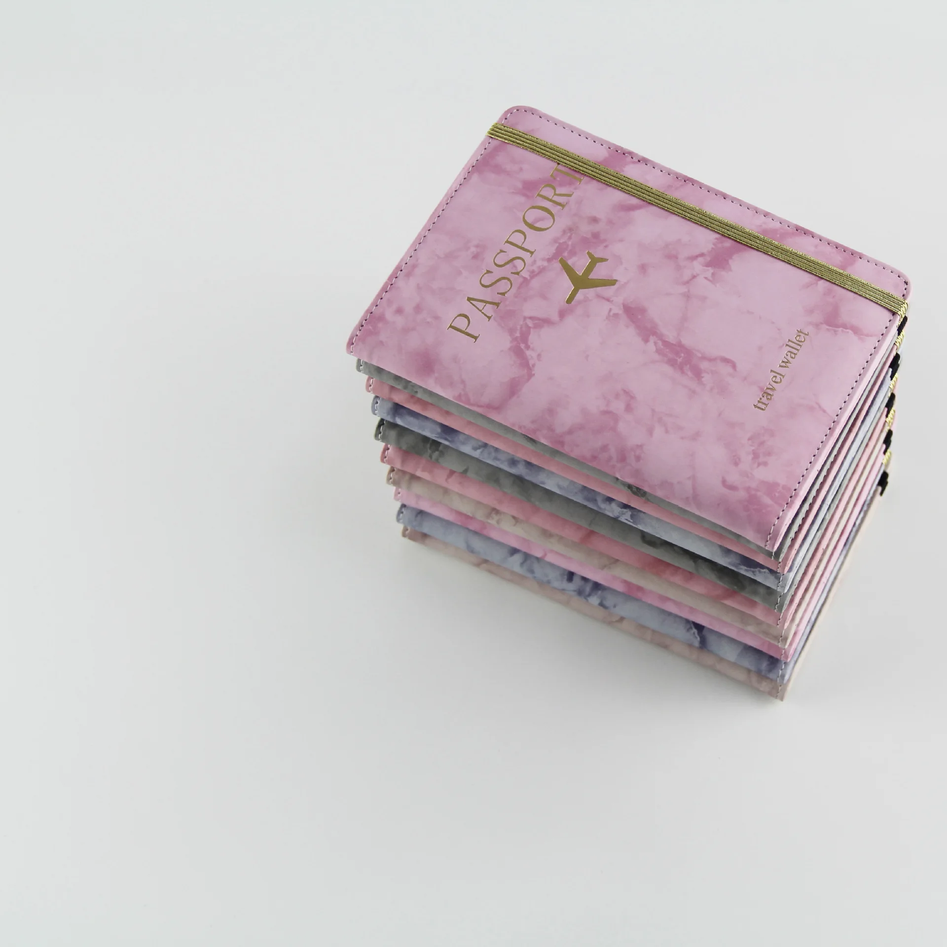 Factory Wholesale Marbled Pu Leather Custom Print Family Travel Passport Holder Wallet