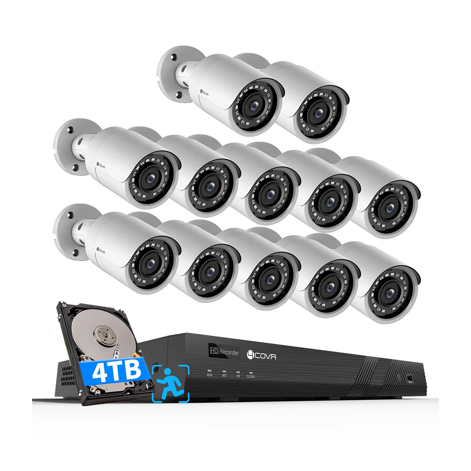 12 шт. 5-мегапиксельная IP-камера для наружного обнаружения человека встроенный микрофон ночного видения система видеонаблюдения 16 каналов