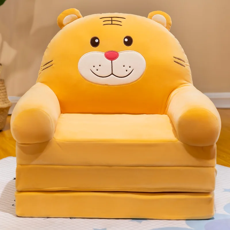 China Supply 3 Layers Foldable Mini Plush Baby Sofa Animal Character Baby Plush Chair Stuffed Chair