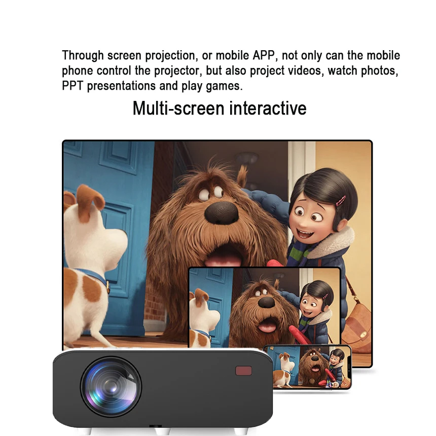  [Original factory] Mini Portable Home Cinema Projector 1080P Built in Speakers Video Proyector LED Full HD 4K